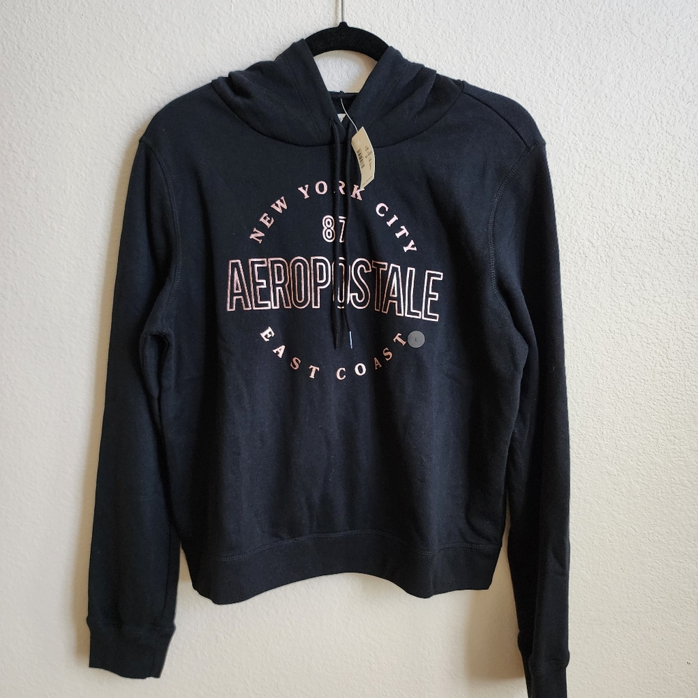 Aeropostale New York Black/Rose Gold foil Hoodie NWT